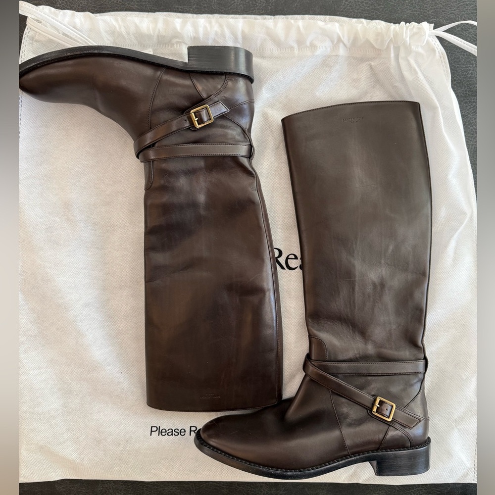 Saint Laurent Leather Riding Boots - Picture 1 of 12